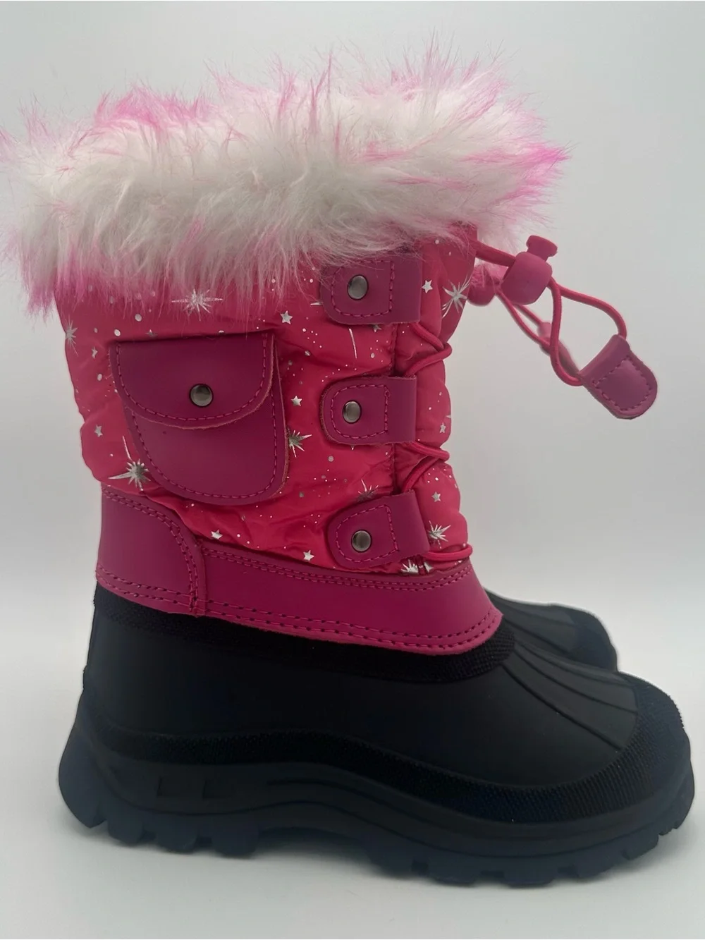 Dream Pairs Pink/Black/White Winter Waterproof Snow Boots w/ Fur Size 10